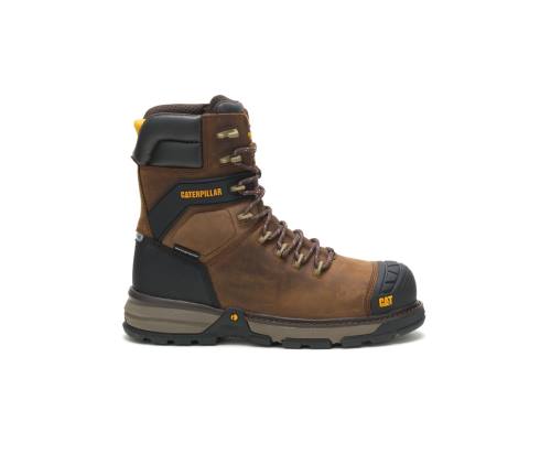 Caterpillar CAT Excavator Superlite 8" Waterproof Thinsulate™ Carbon Composite Toe Men's Work Boots Dark Brown | CAT-798KO