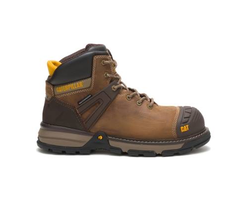 Caterpillar CAT Excavator Superlite Waterproof Carbon Composite Toe Men's Work Boots Brown / Beige | CAT-799KO