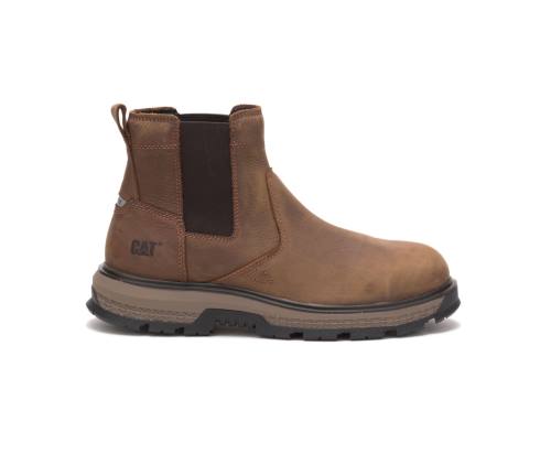 Caterpillar CAT Exposition Chelsea Alloy Toe Men's Work Boots Brown | CAT-792KO