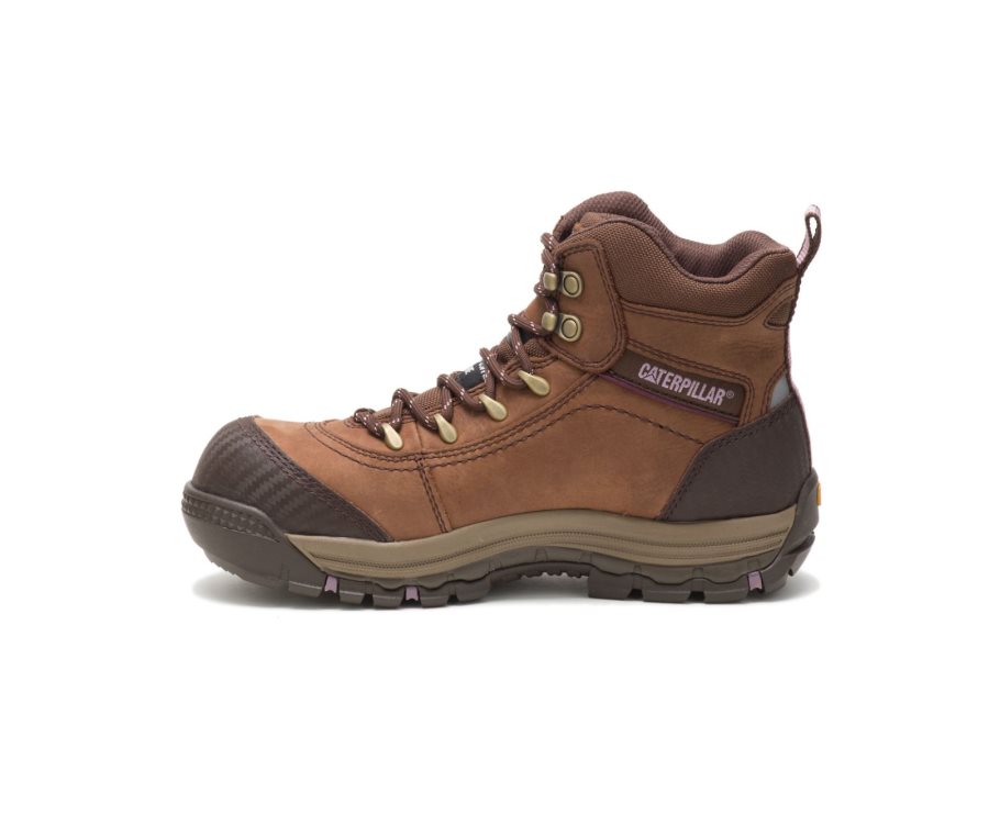 Caterpillar CAT Ally Waterproof Composite Toe Women's Work Boots Brown | CAT-513ZI