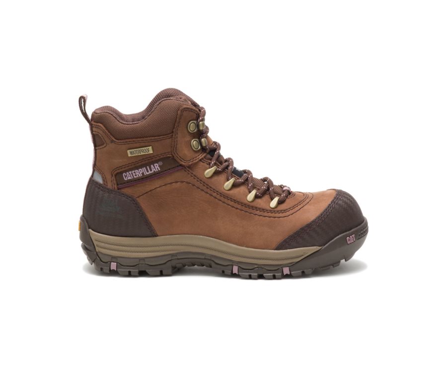 Caterpillar CAT Ally Waterproof Composite Toe Women\'s Work Boots Brown | CAT-513ZI