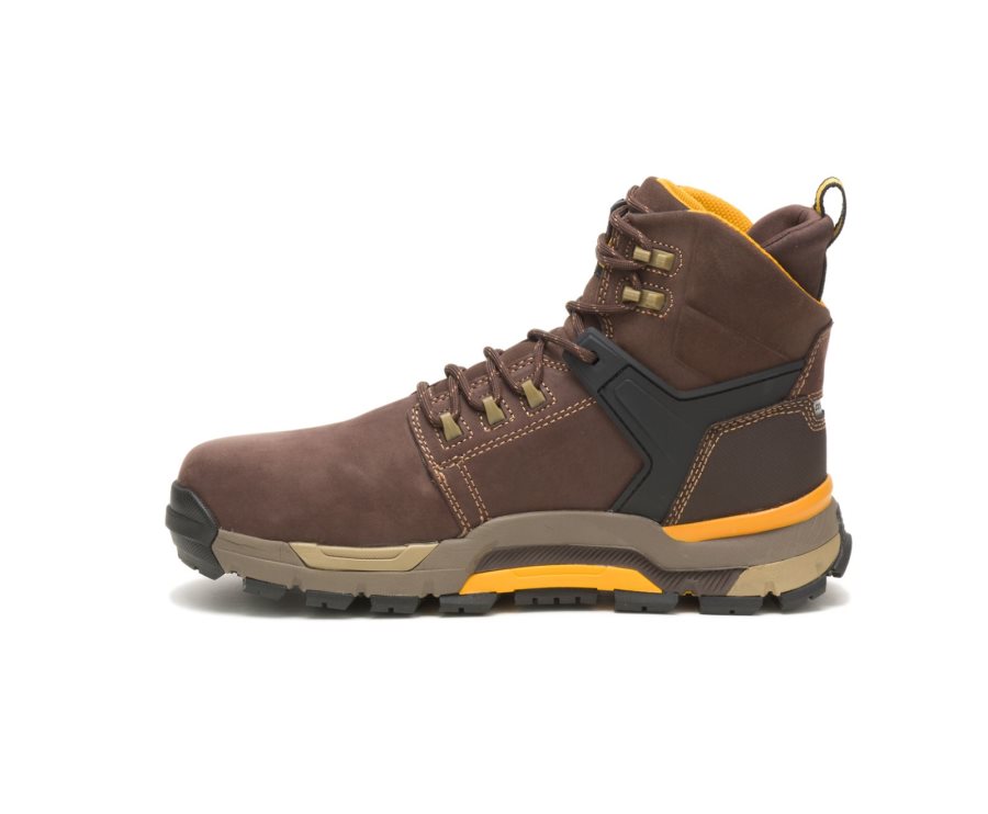 Caterpillar CAT CAT EDGE Waterproof Nano Toe Men's Work Boots Coffee | CAT-695JK