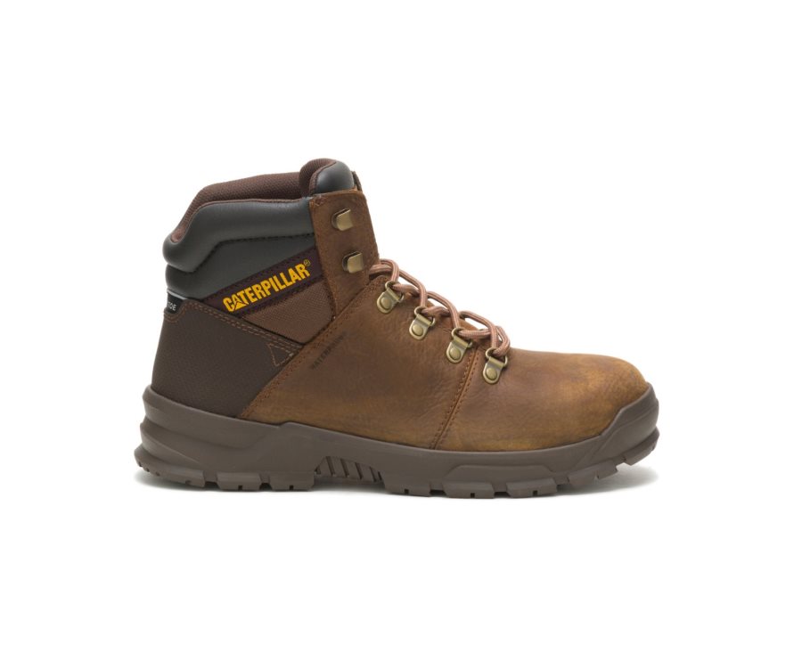 Caterpillar CAT Charge Waterproof Alloy Toe Men\'s Work Boots Brown | CAT-027EC