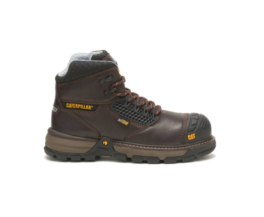 Caterpillar CAT Excavator Superlite Cool Carbon Composite Toe Women\'s Work Boots Dark Brown | CAT-742KO