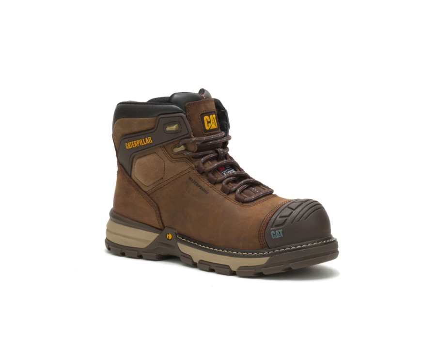 Caterpillar CAT Excavator Superlite Waterproof Thinsulate™ Nano Toe Women's Work Boots Dark Brown | CAT-015KD