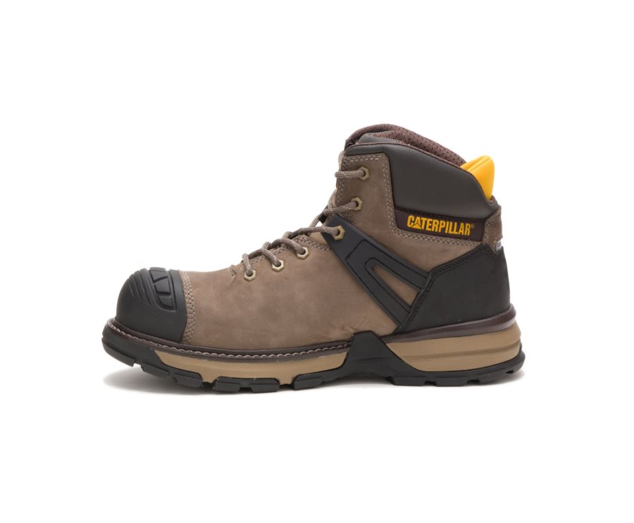 Caterpillar CAT Excavator Superlite Waterproof Nano Toe Men's Work Boots Brown / Black | CAT-089VD