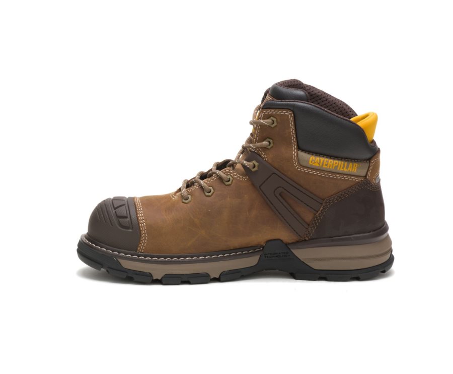 Caterpillar CAT Excavator Superlite Waterproof Nano Toe Men's Work Boots Dark Biege | CAT-690AM