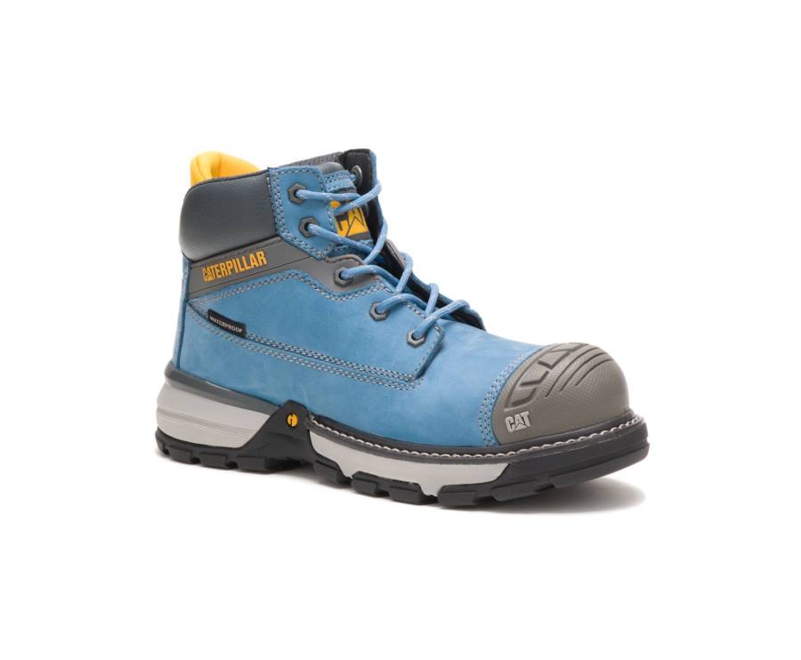 Caterpillar CAT Excavator Superlite Waterproof Carbon Composite Toe Women's Work Boots Blue | CAT-744KO