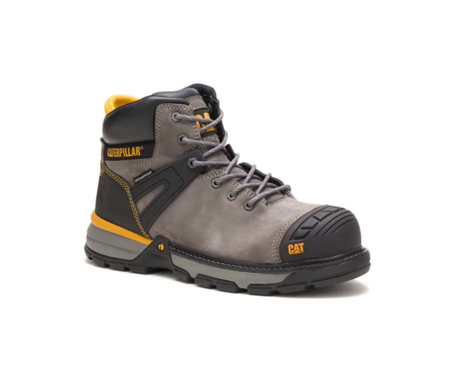 Caterpillar CAT Excavator Superlite Waterproof Carbon Composite Toe Men's Work Boots Blue / Grey | CAT-801KO