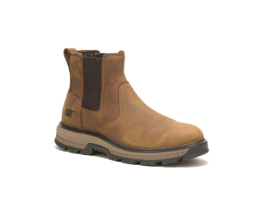 Caterpillar CAT Exposition Chelsea Men's Work Boots Brown | CAT-791KO