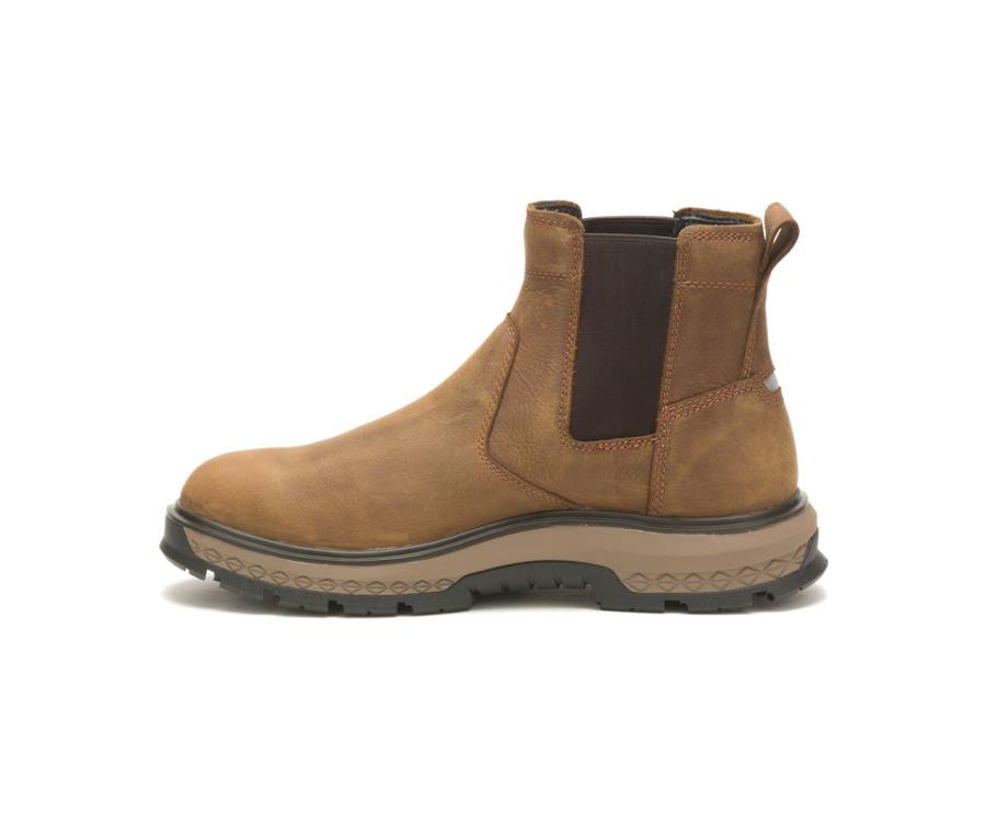 Caterpillar CAT Exposition Chelsea Men's Work Boots Brown | CAT-791KO