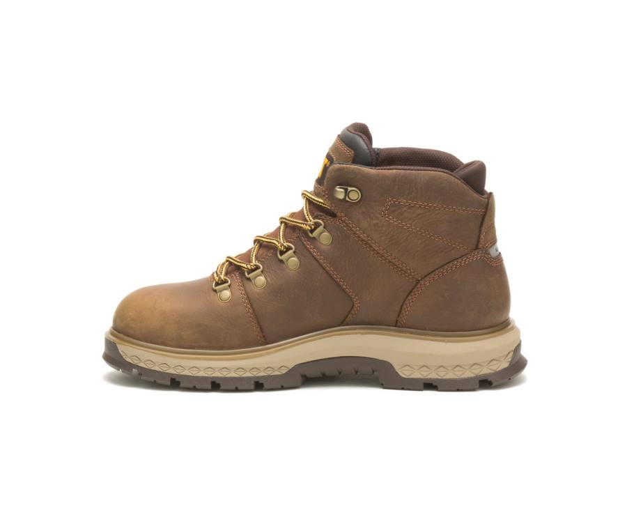 Caterpillar CAT Exposition Hiker Waterproof Alloy Toe Men's Work Boots Brown | CAT-788KO