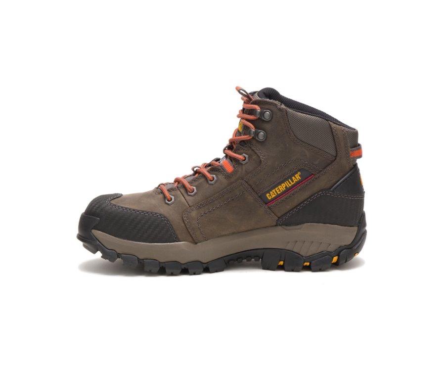 Caterpillar CAT Navigator Mid Waterproof Steel Toe Men's Work Boots Dark Grey | CAT-036ZR