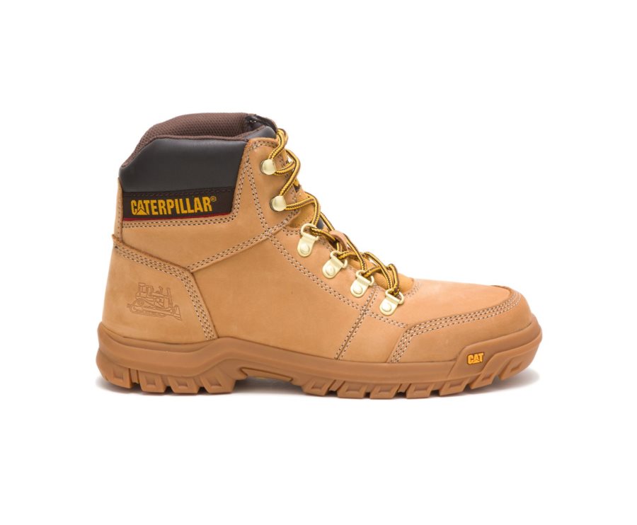 Caterpillar CAT Outline Men\'s Work Boots Brown | CAT-472RH