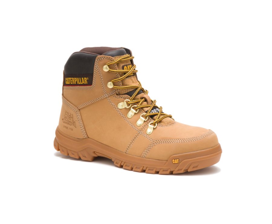 Caterpillar CAT Outline Steel Toe Men's Work Boots Brown | CAT-046TM