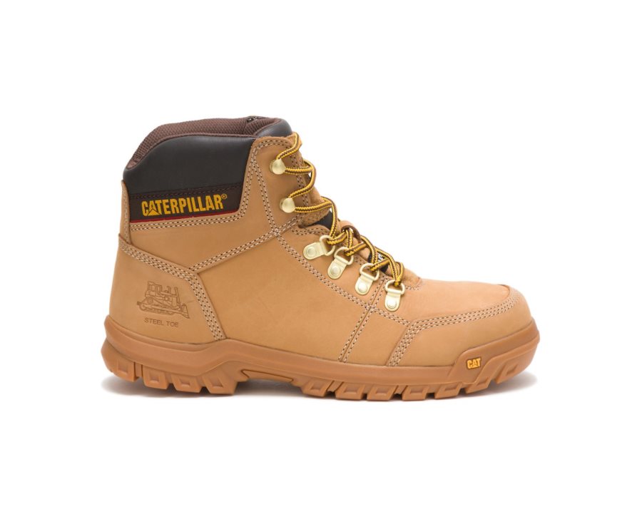 Caterpillar CAT Outline Steel Toe Men\'s Work Boots Brown | CAT-046TM