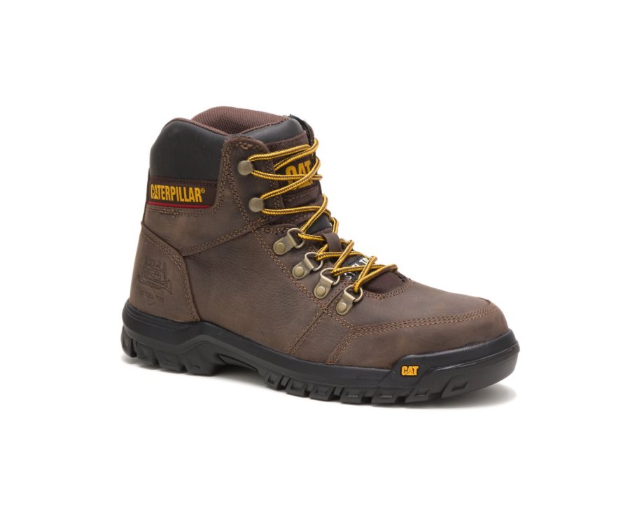 Caterpillar CAT Outline Steel Toe Men's Work Boots Brown | CAT-483WG