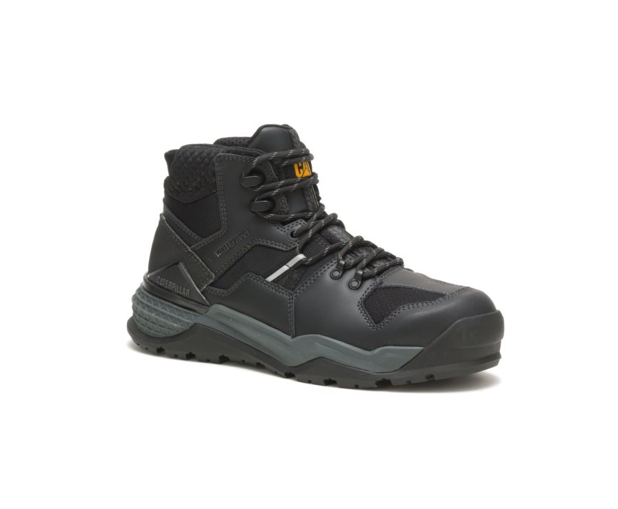 Caterpillar CAT Provoke Mid Waterproof Alloy Toe Men's Work Boots Black / Grey | CAT-098VZ