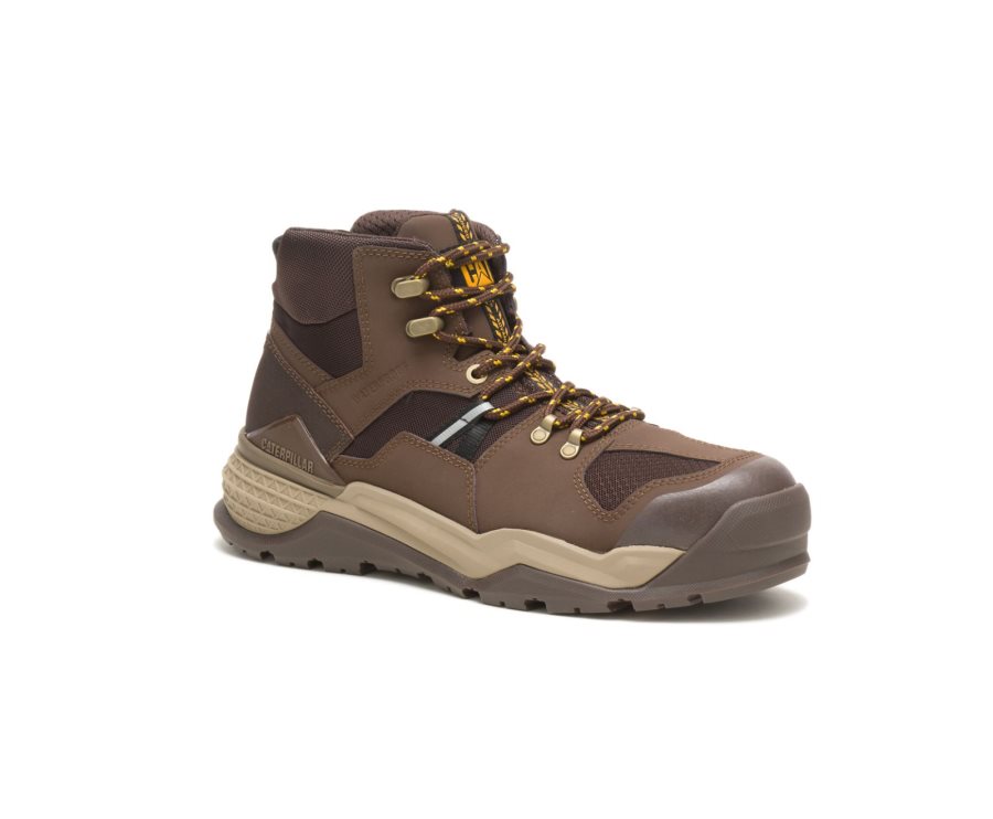 Caterpillar CAT Provoke Mid Waterproof Alloy Toe Men's Work Boots Chocolate | CAT-507TV