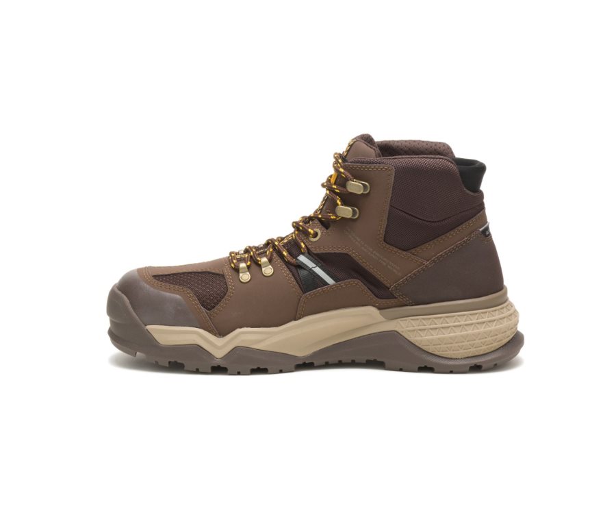 Caterpillar CAT Provoke Mid Waterproof Alloy Toe Men's Work Boots Chocolate | CAT-507TV