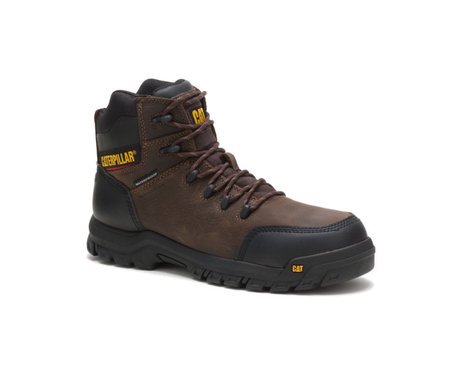 Caterpillar CAT Resorption Waterproof Composite Toe Men's Work Boots Brown | CAT-621JO