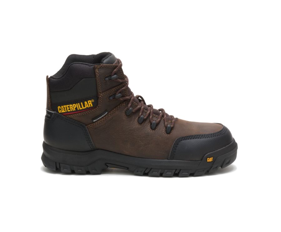 Caterpillar CAT Resorption Waterproof Composite Toe Men\'s Work Boots Brown | CAT-621JO