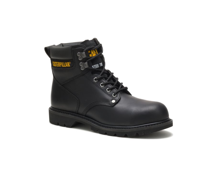 Caterpillar CAT Second Shift Steel Toe Men's Work Boots Black | CAT-081GM