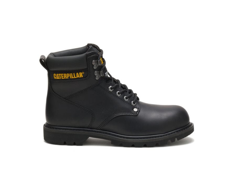 Caterpillar CAT Second Shift Steel Toe Men\'s Work Boots Black | CAT-081GM