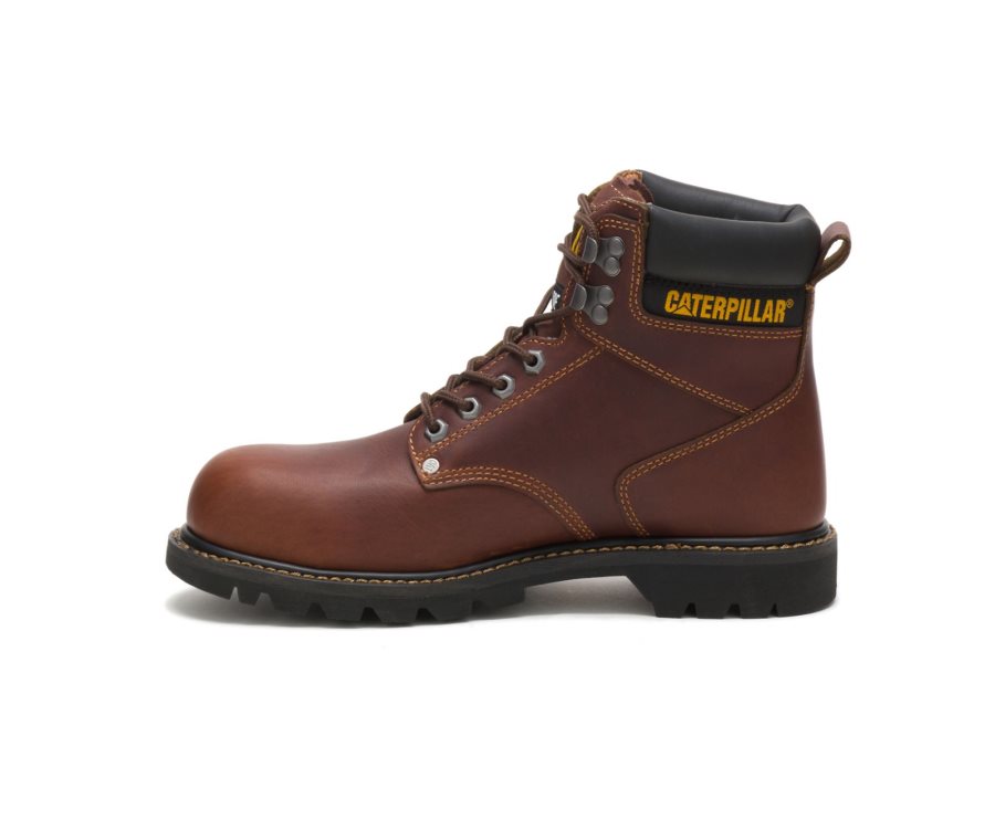 Caterpillar CAT Second Shift Steel Toe Men's Work Boots Brown | CAT-504KR