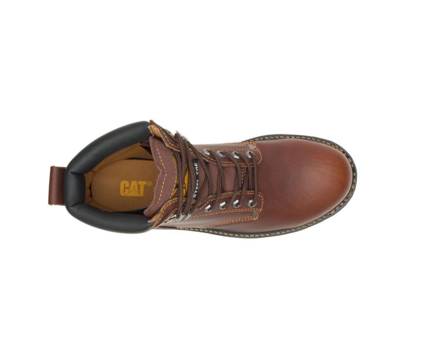 Caterpillar CAT Second Shift Steel Toe Men's Work Boots Brown | CAT-504KR