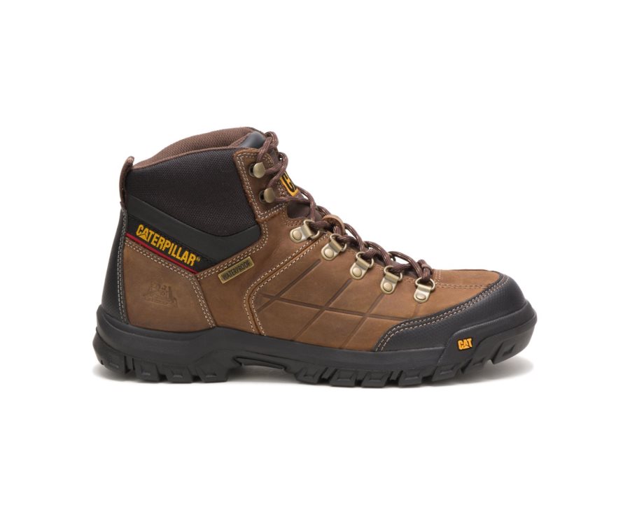 Caterpillar CAT Threshold Waterproof Men\'s Work Boots Brown | CAT-758XL