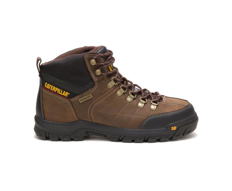 Caterpillar CAT Threshold Waterproof Steel Toe Men\'s Work Boots Brown | CAT-103NR