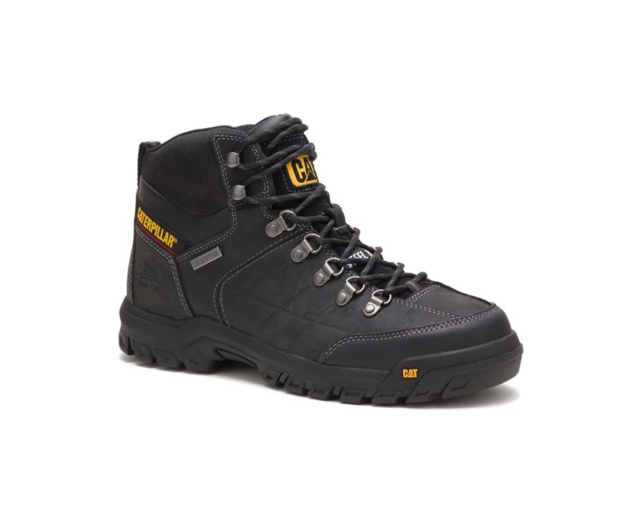 Caterpillar CAT Threshold Waterproof Steel Toe Men's Work Boots Black | CAT-712JO