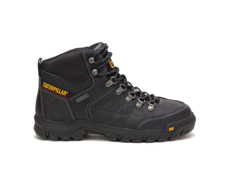 Caterpillar CAT Threshold Waterproof Steel Toe Men\'s Work Boots Black | CAT-712JO