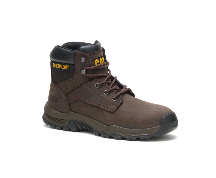 Caterpillar CAT Upholder Waterproof Steel Toe Men's Work Boots Dark Chocolate | CAT-486WF