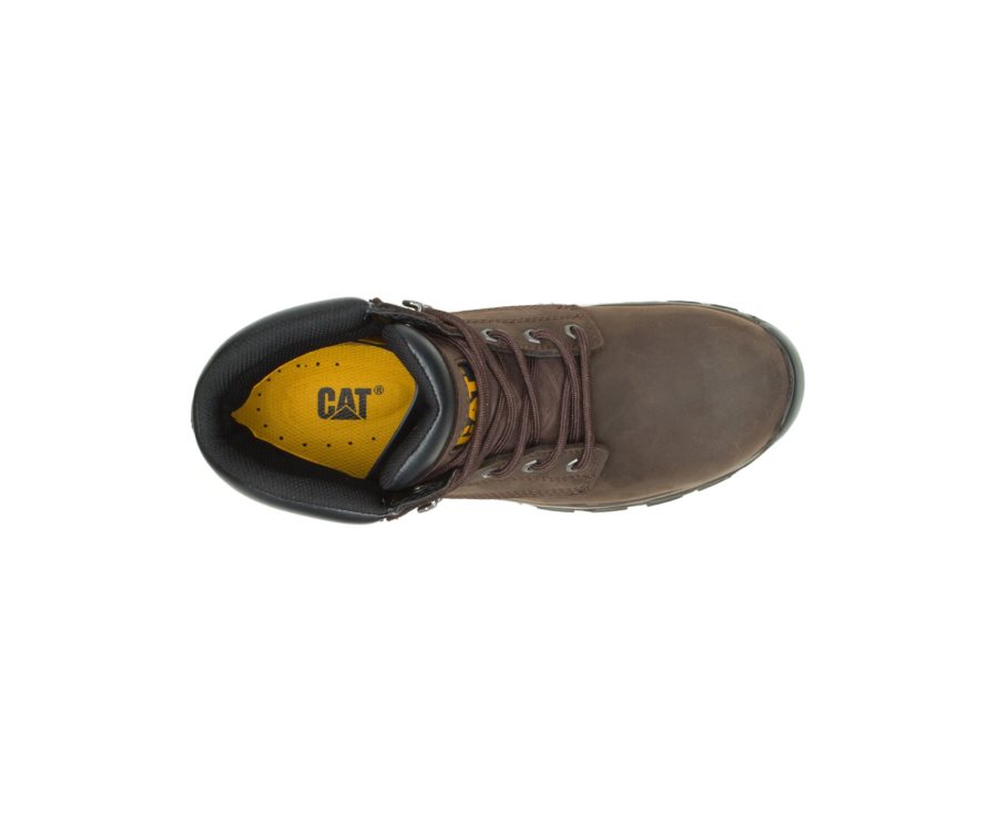 Caterpillar CAT Upholder Waterproof Steel Toe Men's Work Boots Dark Chocolate | CAT-486WF