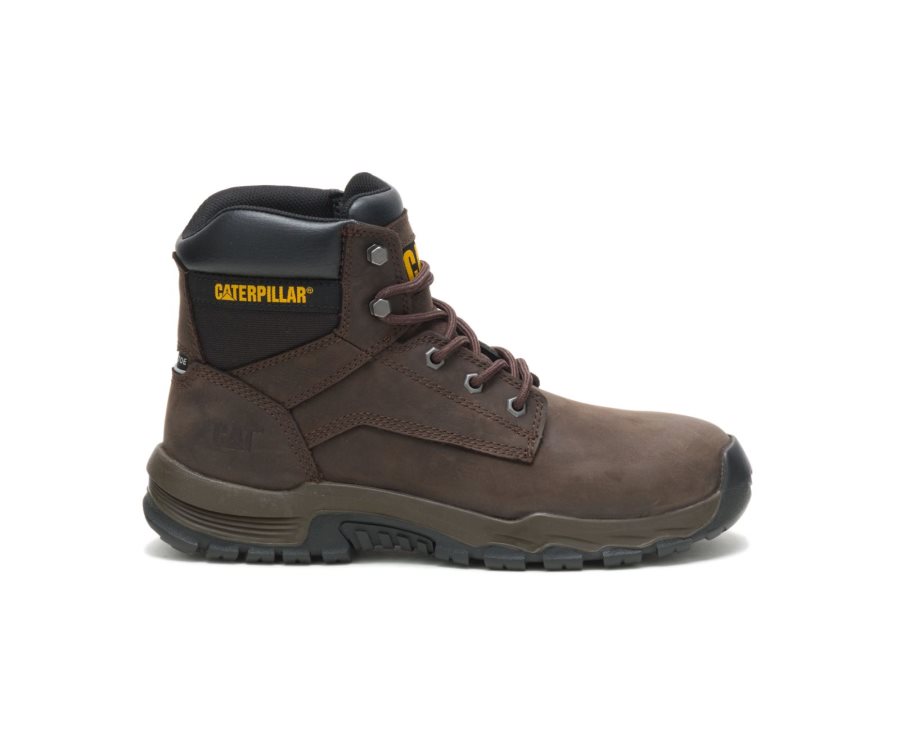 Caterpillar CAT Upholder Waterproof Steel Toe Men\'s Work Boots Dark Chocolate | CAT-486WF