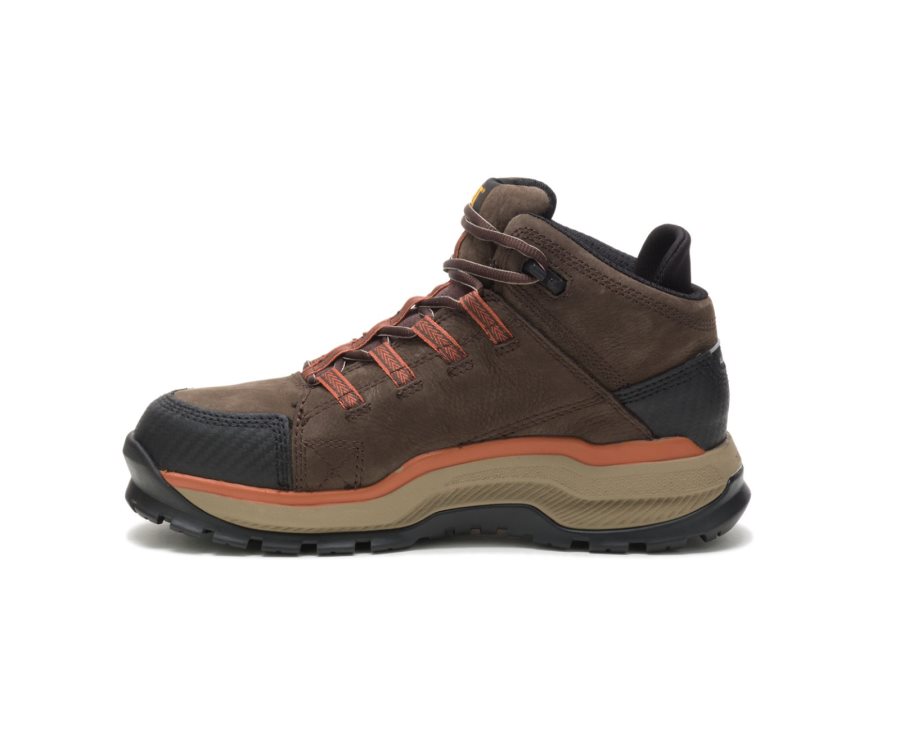 Caterpillar CAT Utilize Waterproof Alloy Toe Men's Work Boots Dark Chocolate | CAT-723TJ