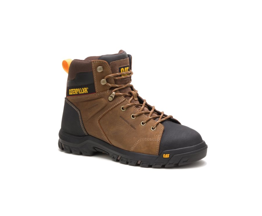 Caterpillar CAT Wellspring Waterproof Metatarsal Guard Steel Toe Men's Work Boots Brown | CAT-516KO